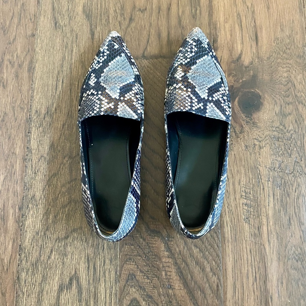 RE-LISTED: Marc Fisher Croc Embossed Leather Pointed Toe Loafers